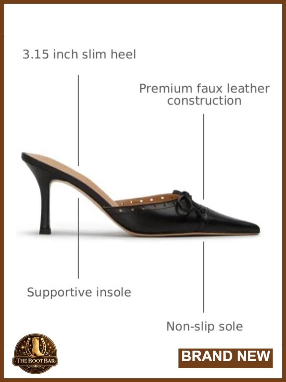 Bow Tie Mules Heels for Women Pointed Toe Kitten Heel Slip On Pumps Two Tone - Picture 2 of 6